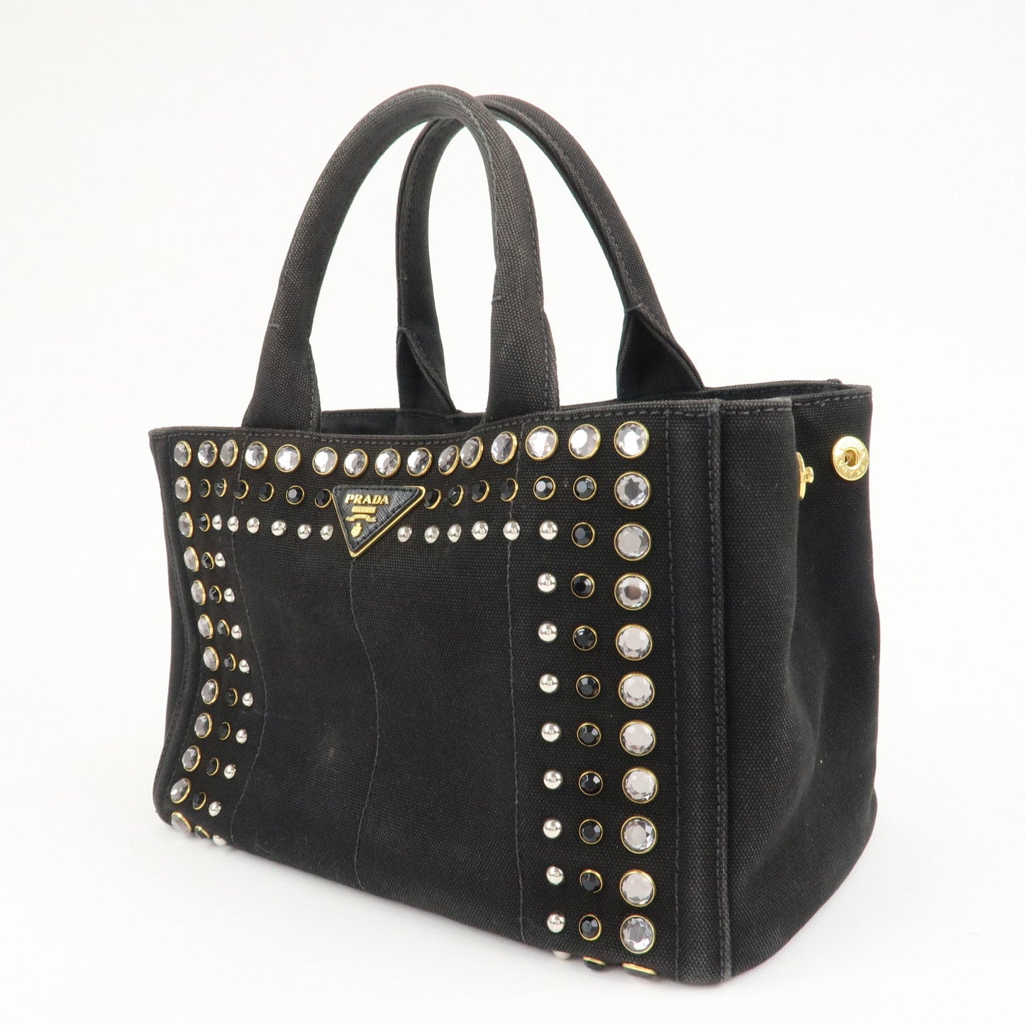 PRADA Logo Canapa Mini Canvas Bijoux 2Way Bag Black 1BG439  d