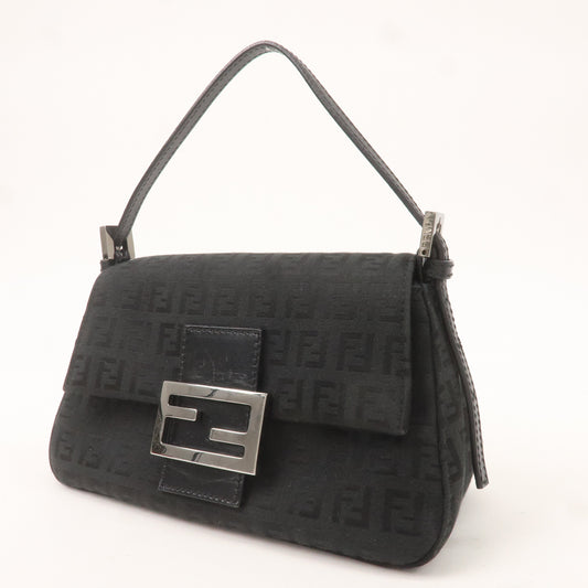 FENDI Zucchino Mamma Baguette Canvas Leather Shoulder Bag 8BR180