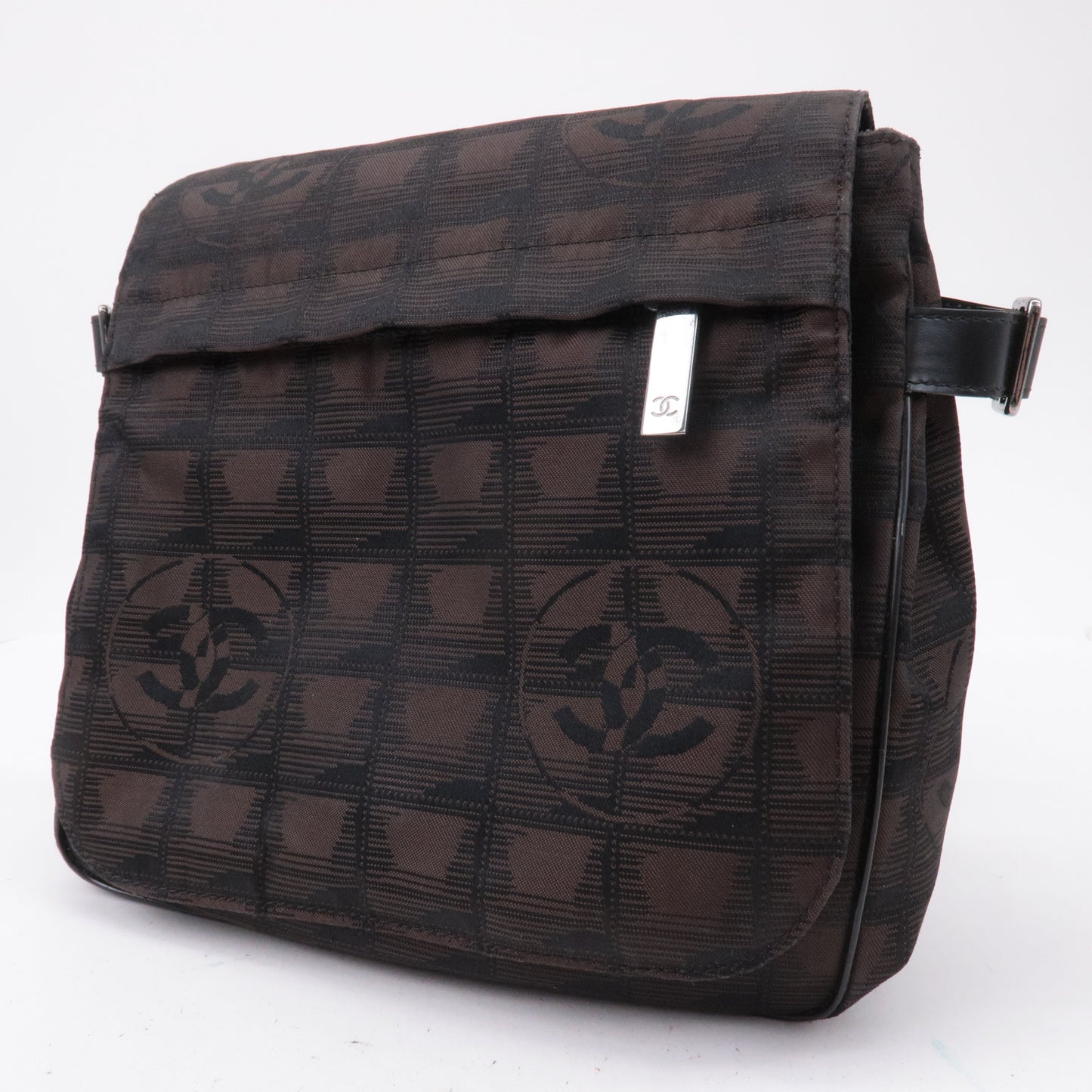 CHANEL New Travel Line Nylon Jacquard Leather Shoulder Bag A29347