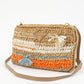 Prada Raffia Tricot Leather Shoulder Bag Beige Orange 1BF071