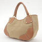Prada Logo Jacquard Leather Tote Bag Hand Bag Brown BR4635