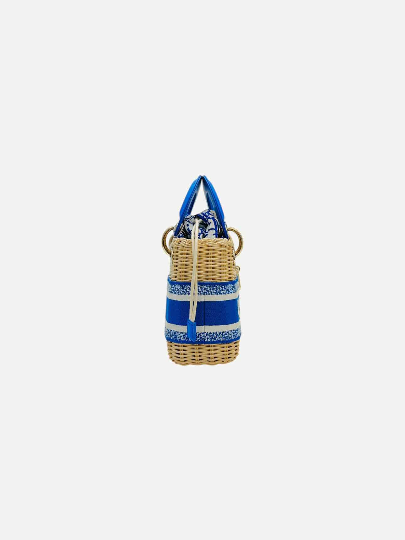 CHRISTIAN DIOR Wicker Oblique Blue & White Top Handle