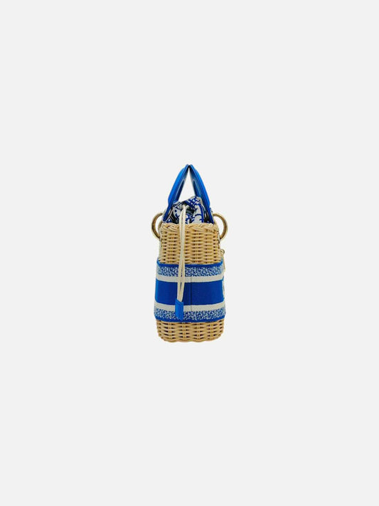 CHRISTIAN DIOR Wicker Oblique Blue & White Top Handle