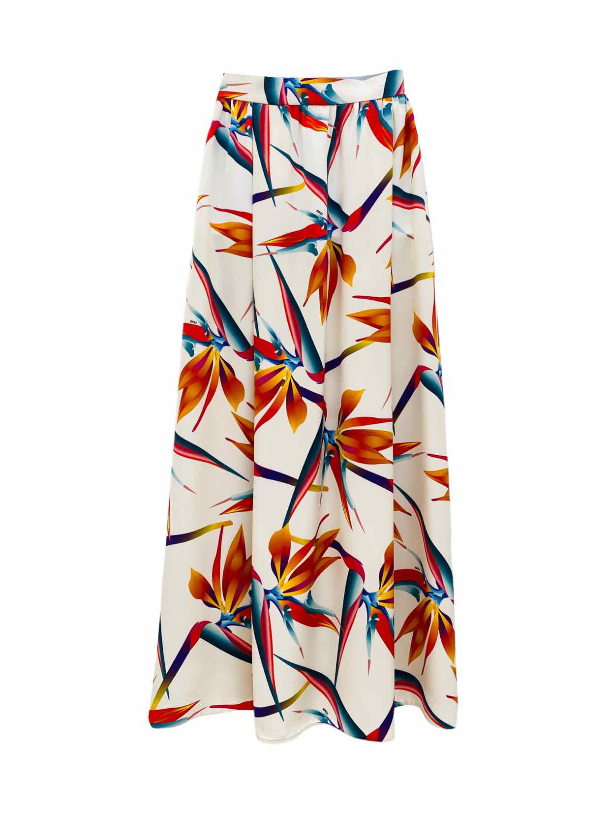 FENDI White Multicolor Printed Size US 6 Midi Skirt