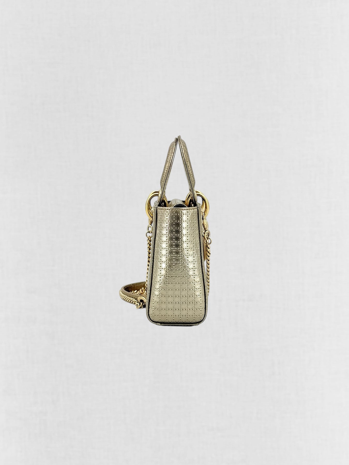 DIOR Lady Dior Bronze Micro Cannage Top Handle