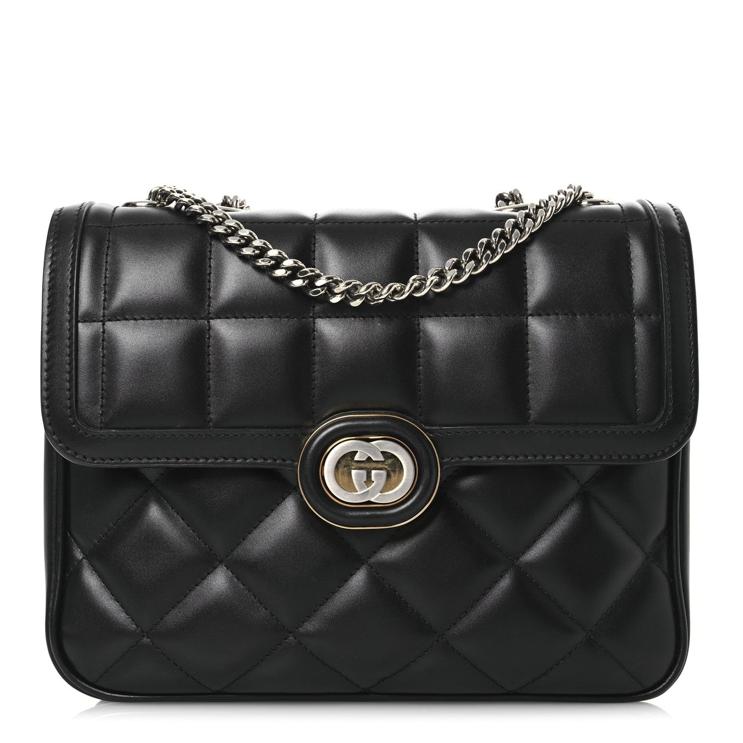 Amelia Calfskin Quilted Small Deco Shoulder Bag Black