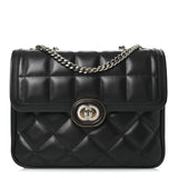 Amelia Calfskin Quilted Small Deco Shoulder Bag Black