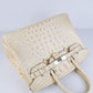 Hermes Birkin 30cm Crocodile Head Vein Handbags Beige Silver