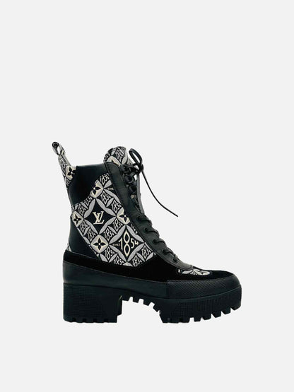 LOUIS VUITTON Black & White Size EU 40 Ankle Boots