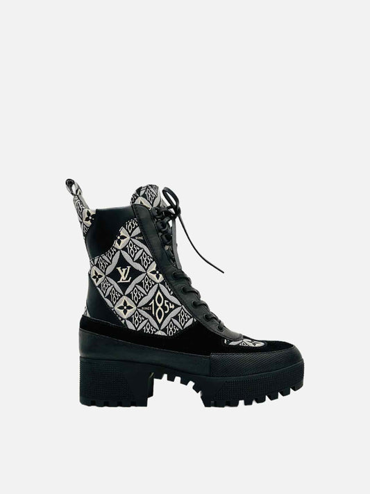 LOUIS VUITTON Black & White Size EU 40 Ankle Boots