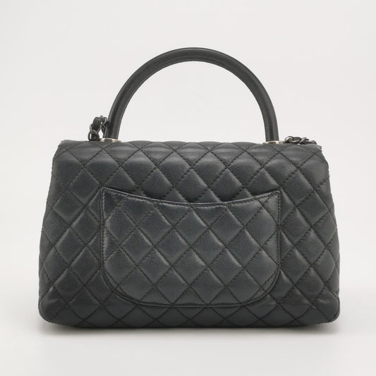 Chanel Coco Handle Medium Black Caviar Leather Silver Hardware, 2016