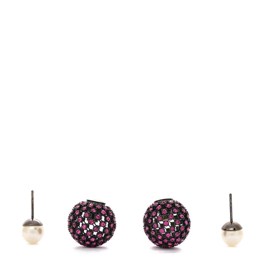 Christian Dior Crystal Pearl Dior Tribales Earrings Black Pink