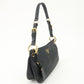 PRADA Logo Leather One-Shoulder Bag Hand Bag Black Gold Hardware  d