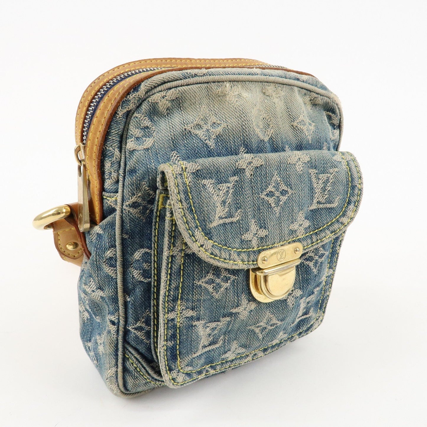 Louis Vuitton Monogram Denim Camera Bag Shoulder Bag Blue M95348