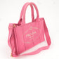 Prada Logo Canapa Mini Canvas 2Way Tote Bag Pink 1BG439