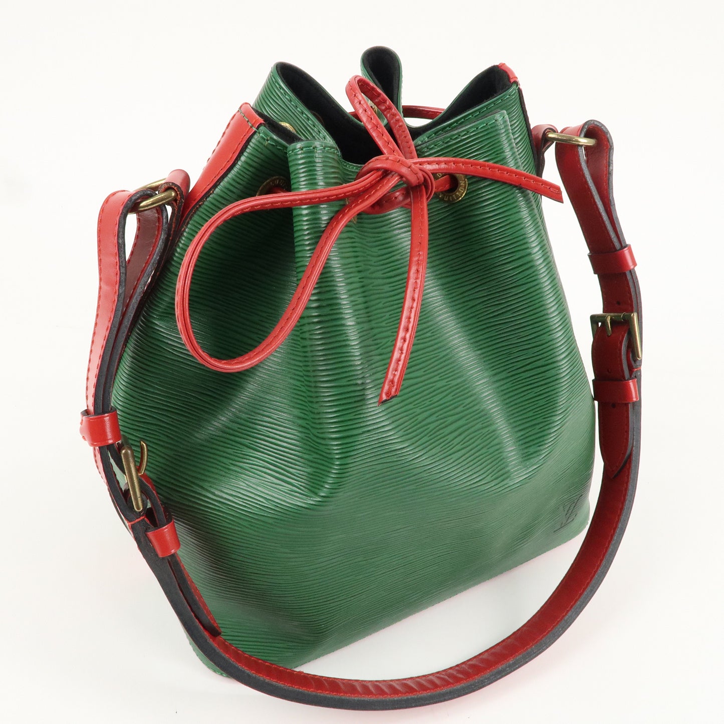 Louis Vuitton Epi Petit Noe Shoulder Bag Bi ColorGreen Red M44147