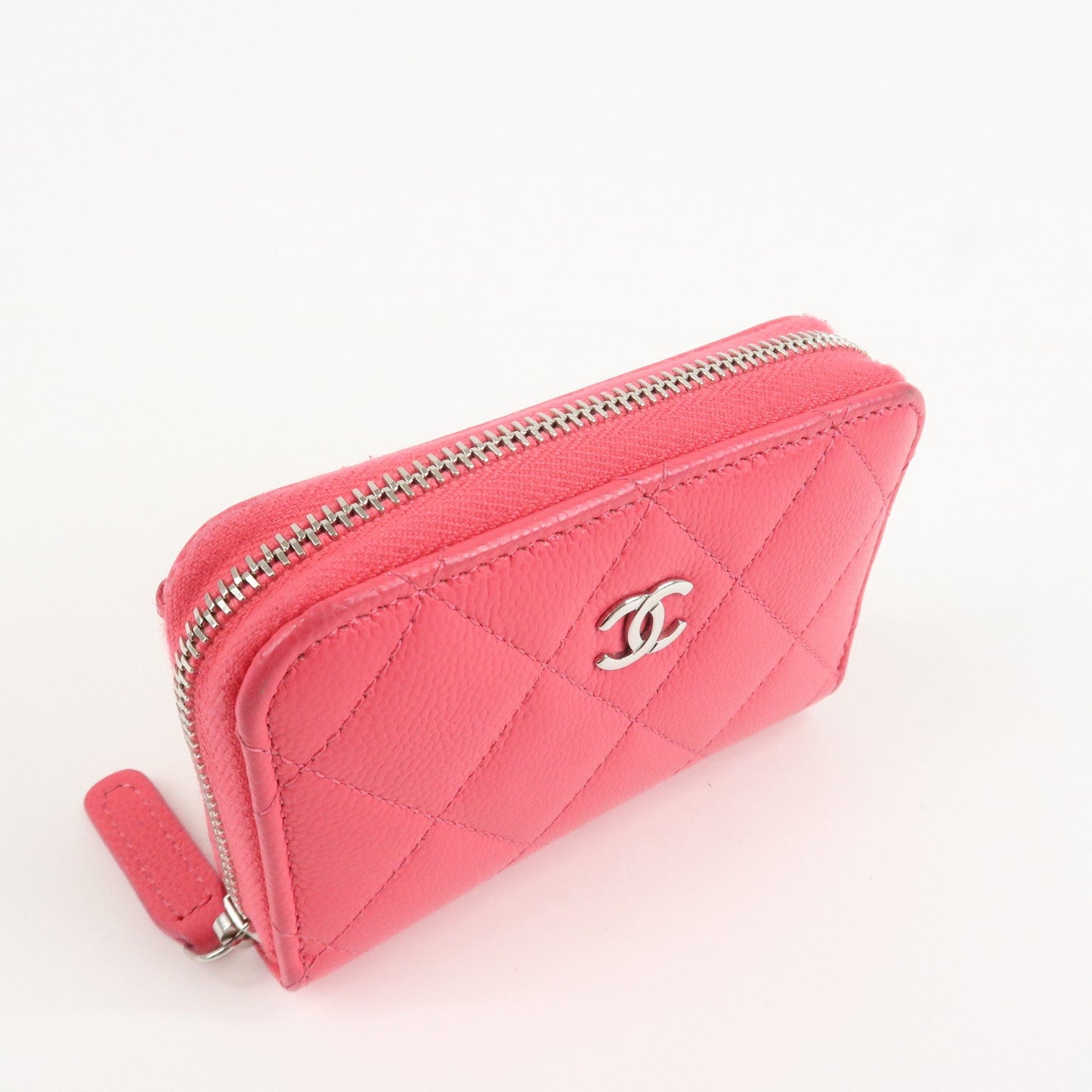 CHANEL Matelasse Lamb Skin Zip Around Coin Case Pink A69271  d