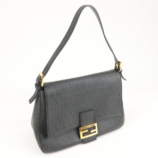 FENDI Zucchino Mamma Baguette Canvas Leather Shoulder Bag 8BR001