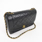 CHANEL Matelasse Lambskin Diana Chain Shoulder Bag Black A01165