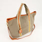 Prada Logo Jacquard Leather 2Way Hand Bag Beige Orange BN1453