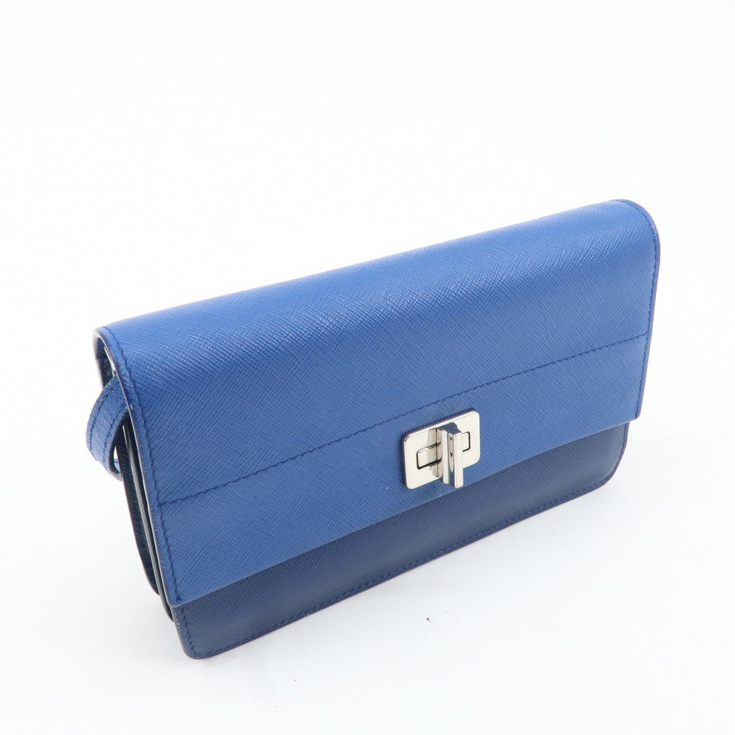 PRADA Leather Shoulder Bag Blue Navy  d