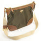 Prada Nylon Leather Shoulder Bag Khaki Brown