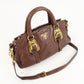 PRADA Leather 2Way Bag Shoulder Bag Hand Bag Brown BN1904  d