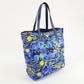 PRADA Logo Nylon Leather Tote Bag Floral Print Blue BN2851  d