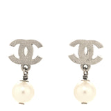 Amelia Pearl Quilted CC Drop Earrings Silver