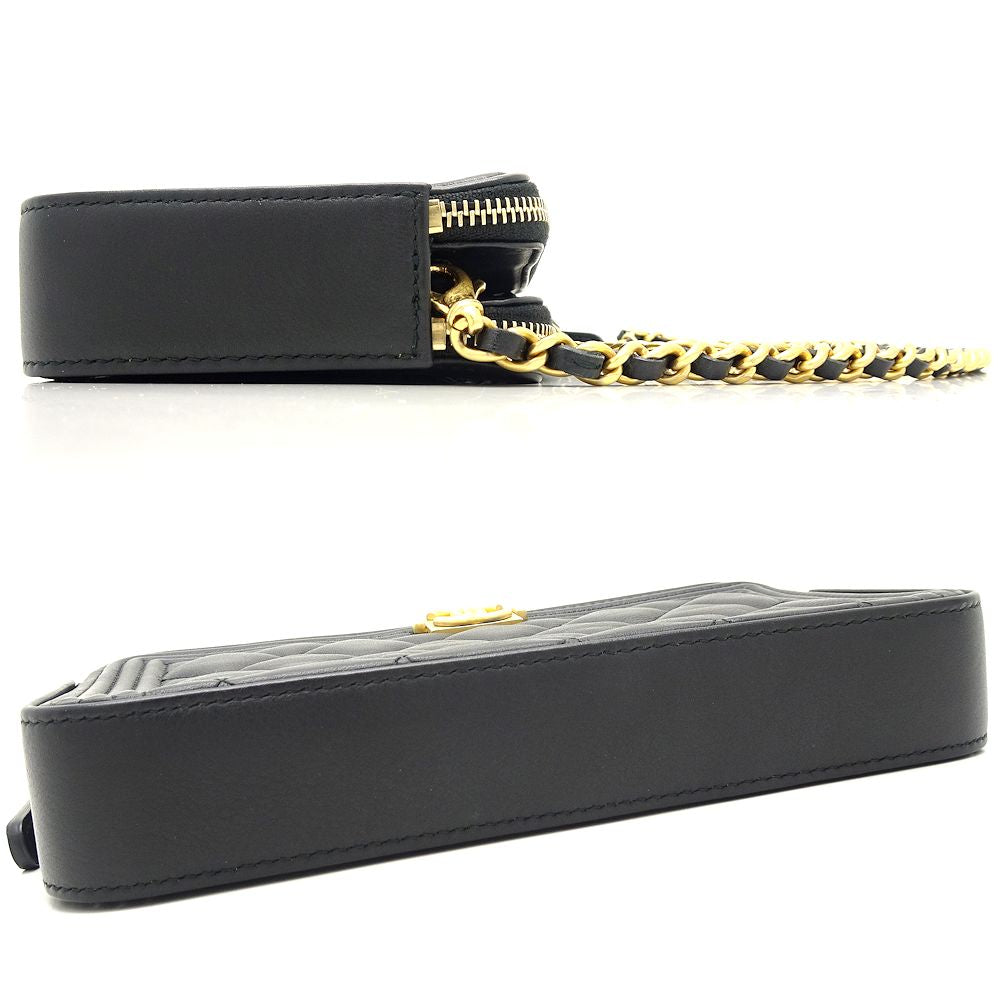Chanel Chain Wallet Lambskin Black Diagonal Shoulder