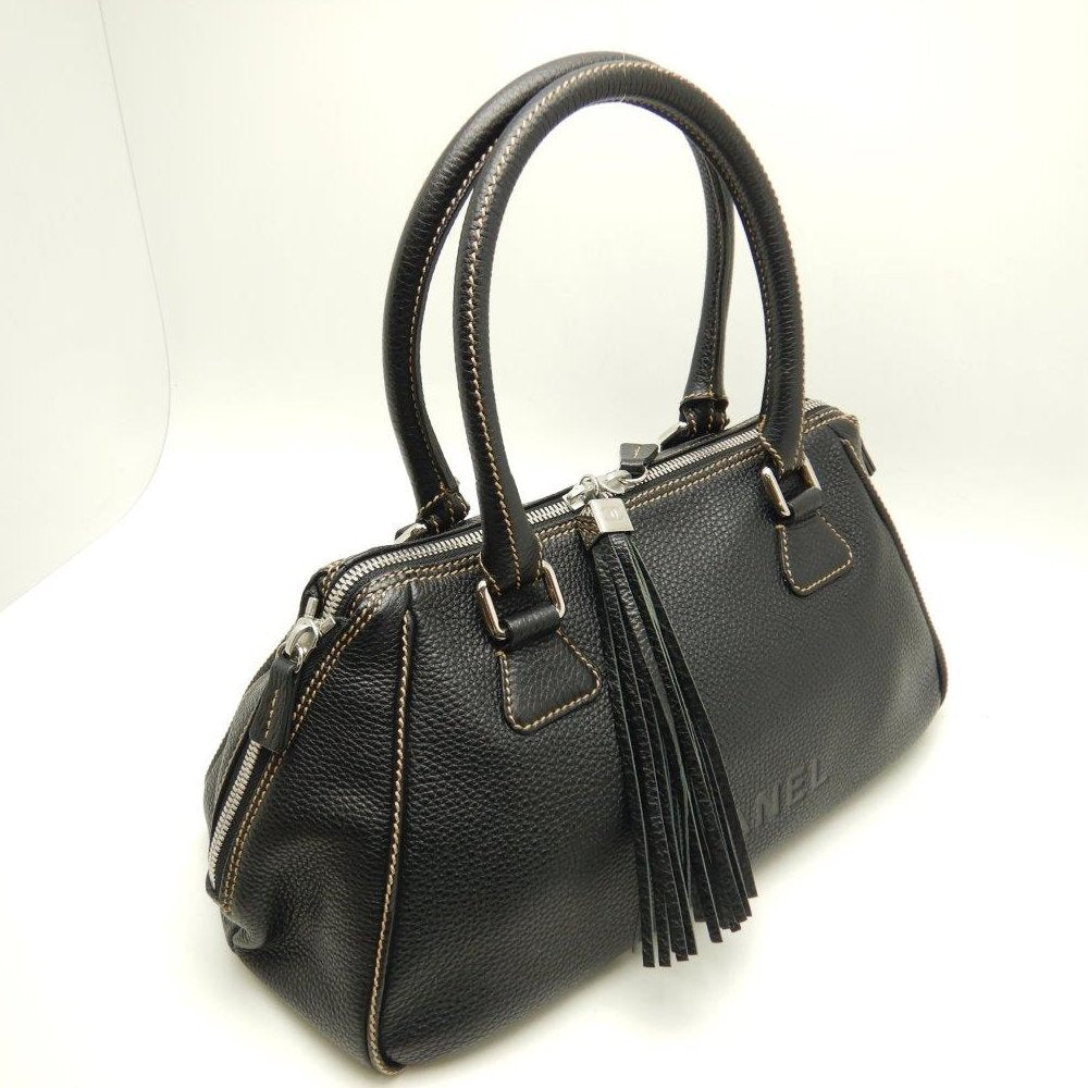 Chanel Boston Bag Fringe Caviar Skin Black