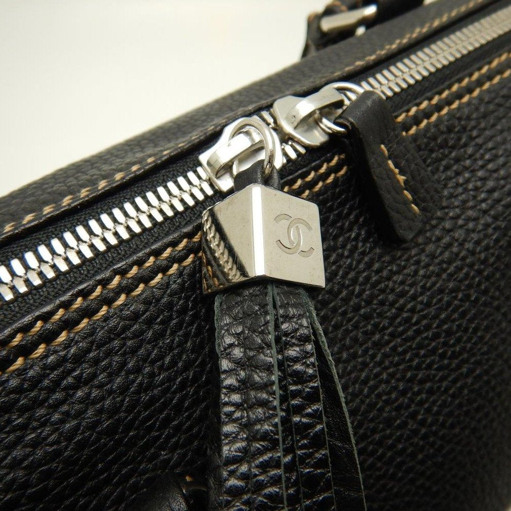 Chanel Boston Bag Fringe Caviar Skin Black