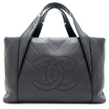 Chanel Tote Bag Chevron Leather Black