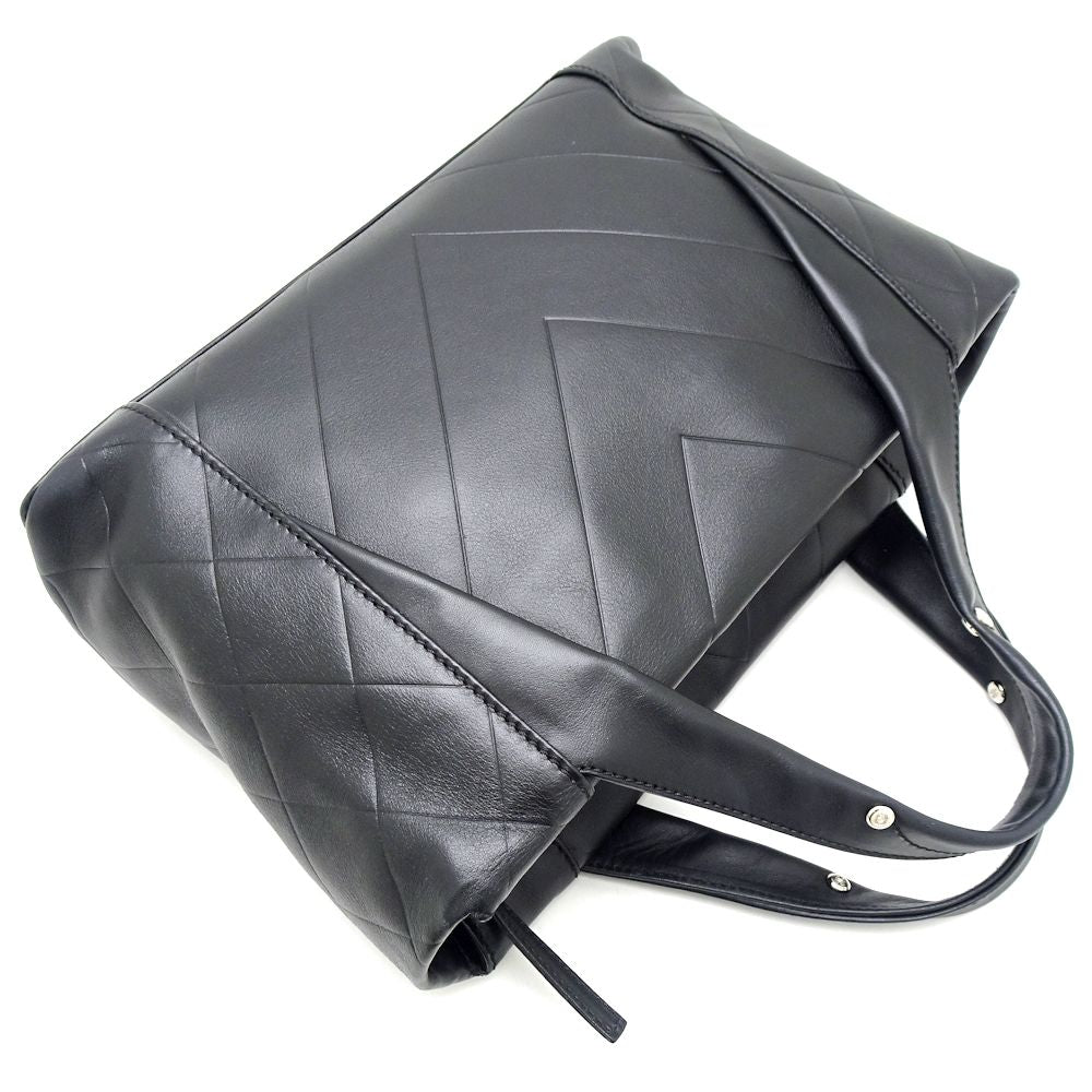 Chanel Tote Bag Chevron Leather Black