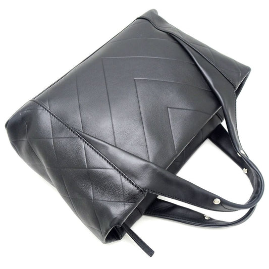 Chanel Tote Bag Chevron Leather Black
