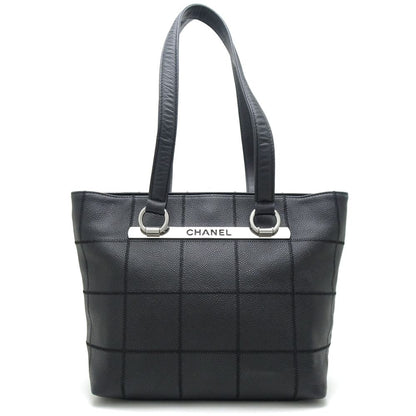 Chanel Chocolate Bar Tote Bag Soft Caviar Skin Black