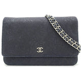 Chanel Chain Wallet Goatskin Navy Diagonal Shoulder