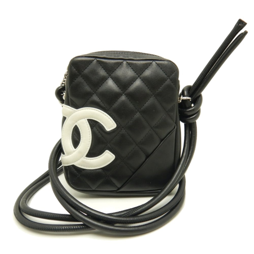 Chanel Small Shoulder Bag Cambon Line Crossbody Calf Black x White