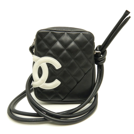 Chanel Small Shoulder Bag Cambon Line Crossbody Calf Black x White