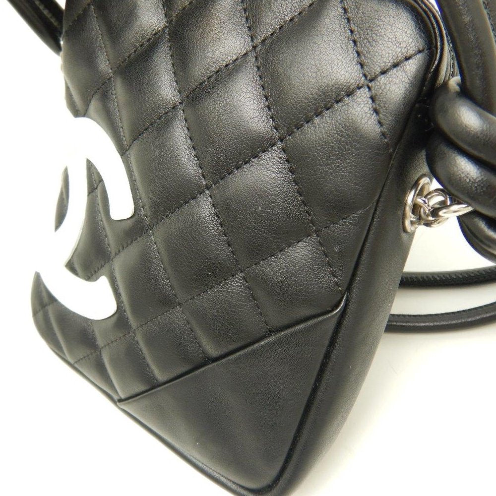Chanel Small Shoulder Bag Cambon Line Crossbody Calf Black x White