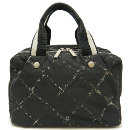 Chanel Travel Line Boston Bag Handbag Nylon Black