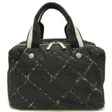 Chanel Travel Line Boston Bag Handbag Nylon Black