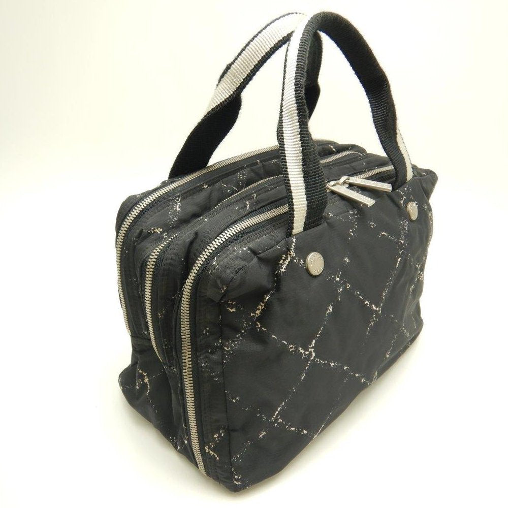 Chanel Travel Line Boston Bag Handbag Nylon Black