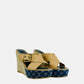 LOUIS VUITTON Beige & Blue Monogram Size EU 38.5 Wedges