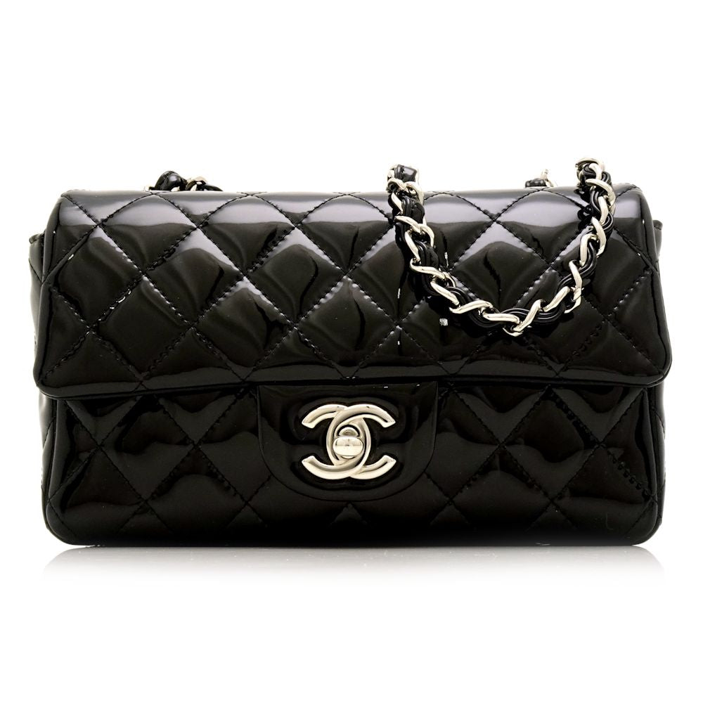 Chanel Chain Shoulder Bag Matelasse Enamel Black