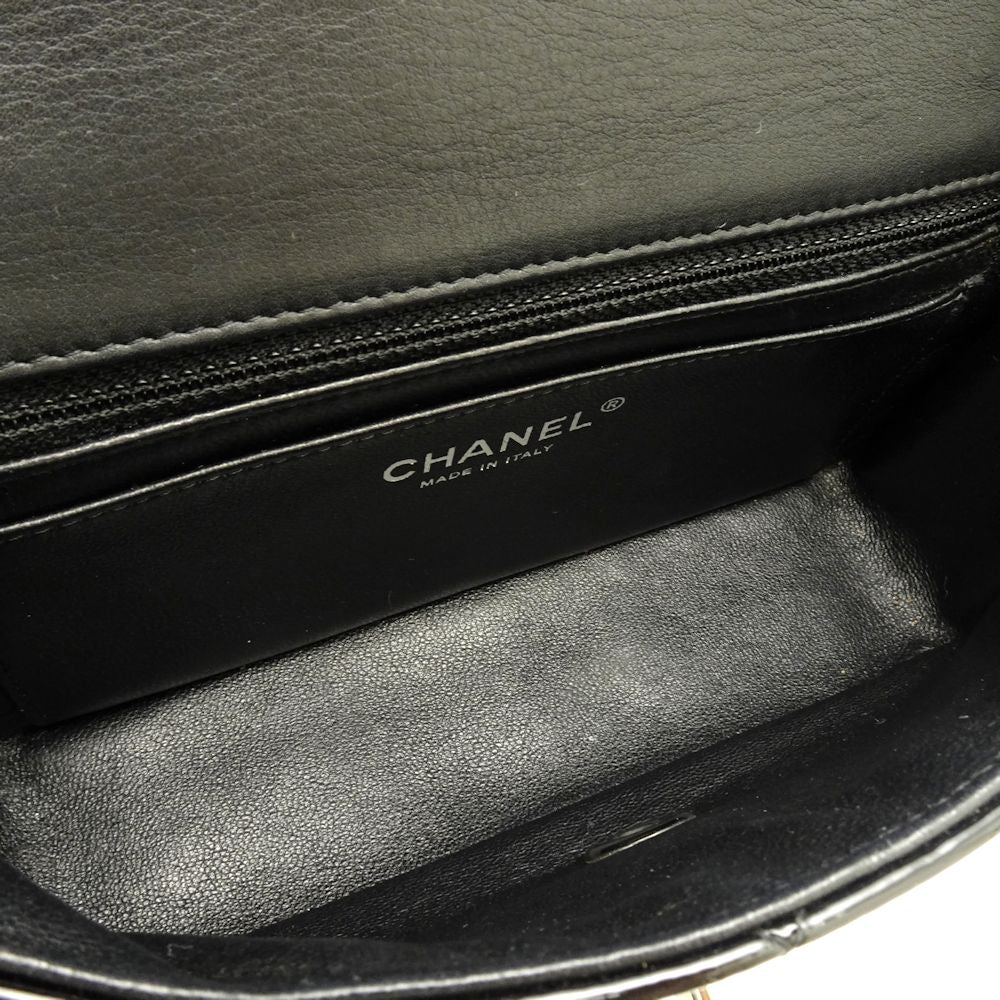 Chanel Chain Shoulder Bag Matelasse Enamel Black