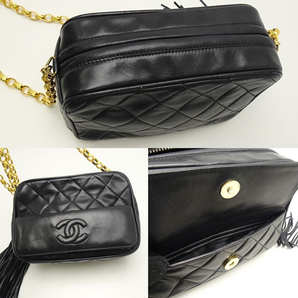 Chanel Chain Shoulder Bag Crossbody Lambskin Black