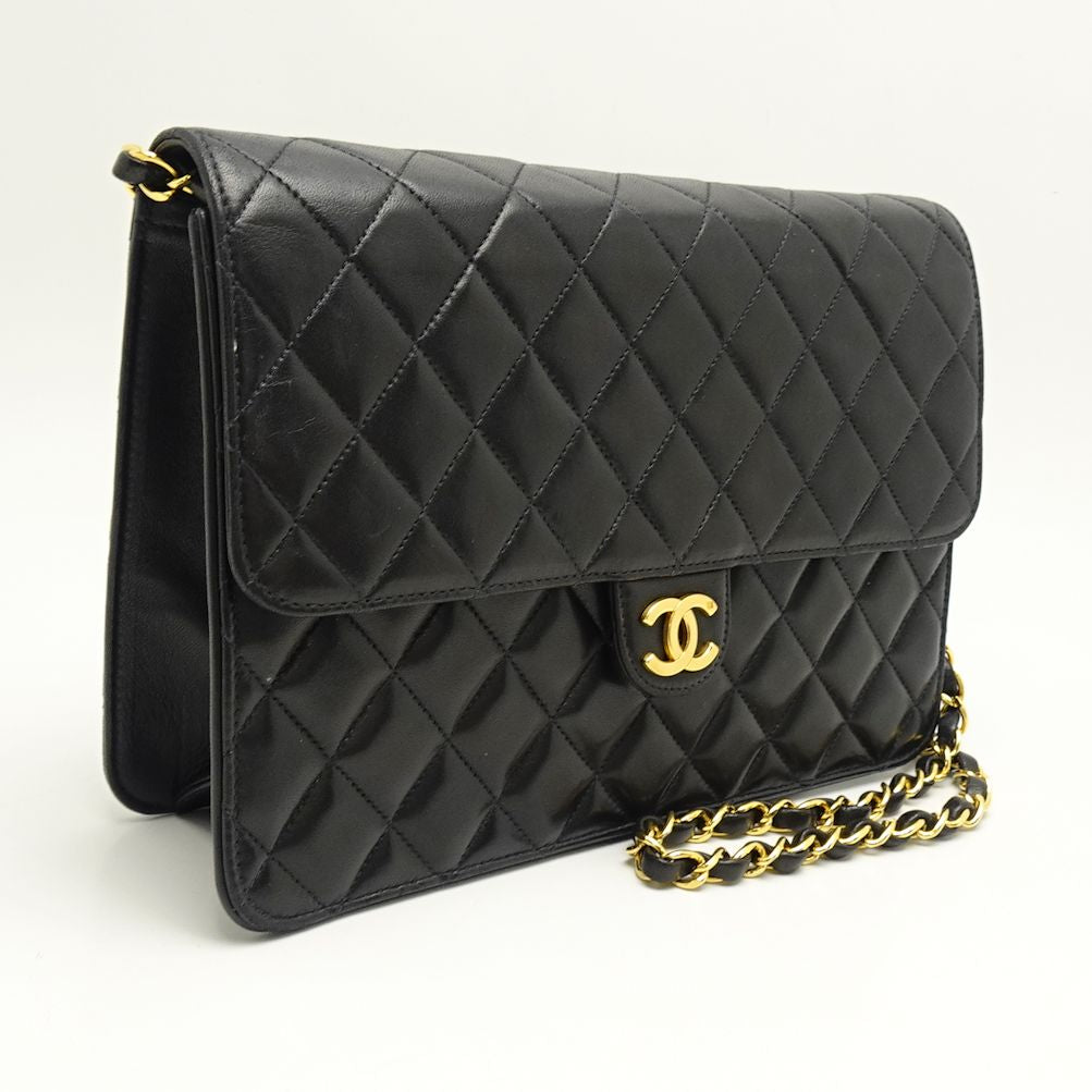 Chanel Chain Shoulder Bag Matelasse Lambskin Black