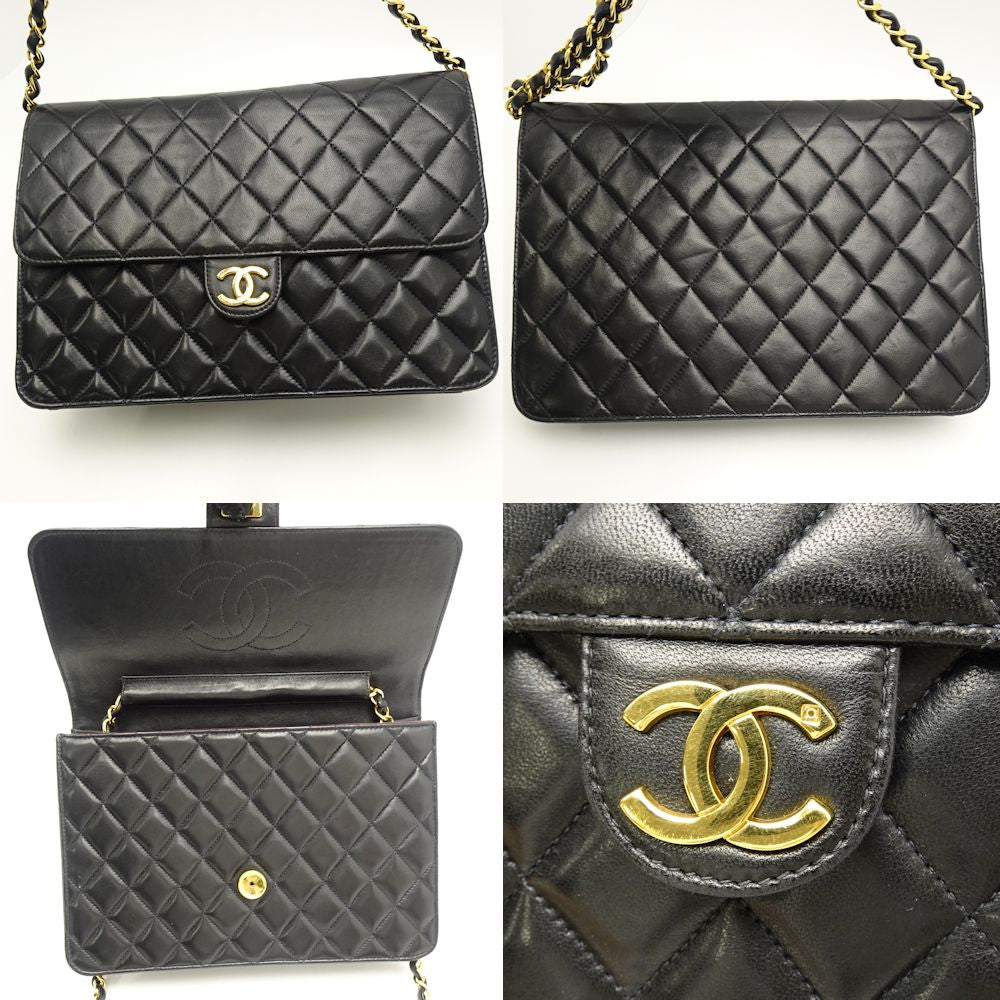 Chanel Chain Shoulder Bag Matelasse Lambskin Black