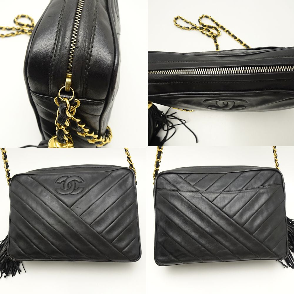 Chanel Chain Shoulder Bag Crossbody Lambskin Black